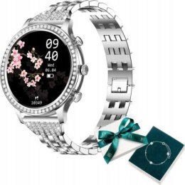 Smartwatch damski Manta Diamond Lusso srebrny + bransoletka YES