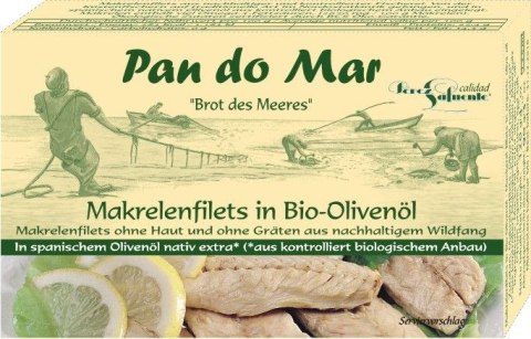 MAKRELA FILETY W BIO OLIWIE Z OLIWEK EXTRA VIRGIN 120 g (90 g) - PAN DO MAR MAKRELA FILETY W BIO OLIWIE Z OLIWEK EXTRA VIRGIN 120 g (90 g) - PAN DO MAR