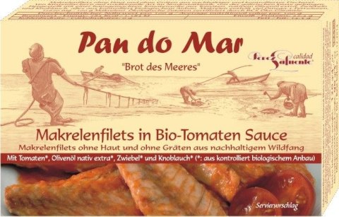 MAKRELA FILETY W BIO SOSIE POMIDOROWYM 120 g (90 g) - PAN DO MAR MAKRELA FILETY W BIO SOSIE POMIDOROWYM 120 g (90 g) - PAN DO MAR