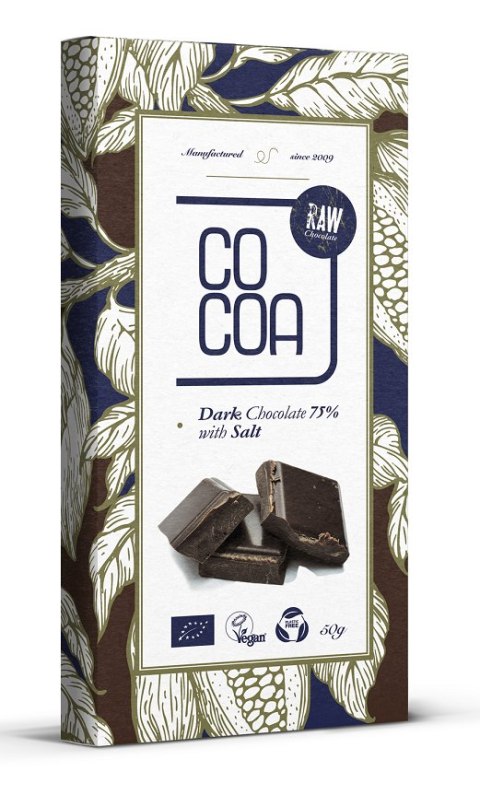 CZEKOLADA CIEMNA 75 % Z SOLĄ BIO 50 g - COCOA CZEKOLADA CIEMNA 75 % Z SOLĄ BIO 50 g - COCOA