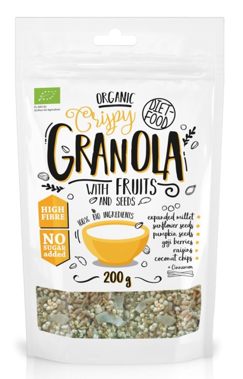 GRANOLA OWOCOWA Z NASIONAMI BIO 200 g - DIET-FOOD GRANOLA OWOCOWA Z NASIONAMI BIO 200 g - DIET-FOOD