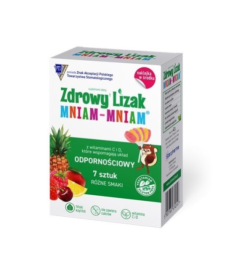 LIZAKI MIX SMAKÓW Z WITAMINAMI NA ODPORNOŚĆ BEZGLUTENOWY (7 szt.) 42 g - MNIAM MNIAM STARPHARMA LIZAKI MIX SMAKÓW Z WITAMINAMI NA ODPORNOŚĆ BEZGLUTENOWY (7 szt.) 42 g - MNIAM MNIAM STARPHARMA