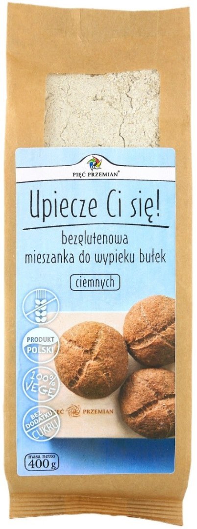MIESZANKA DO WYPIEKU BUŁEK CIEMNYCH BEZ DODATKU CUKRÓW BEZGLUTENOWA 400 g - PIĘĆ PRZEMIAN MIESZANKA DO WYPIEKU BUŁEK CIEMNYCH BEZ DODATKU CUKRÓW BEZGLUTENOWA 400 g - PIĘĆ PRZEMIAN