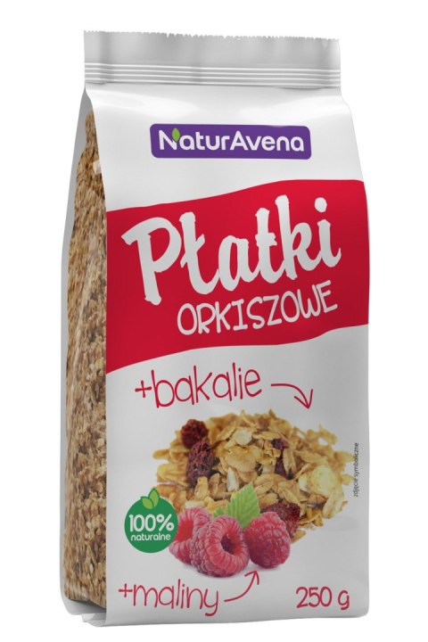 PŁATKI ORKISZOWE Z MALINĄ I BAKALIAMI 200 g - NATURAVENA PŁATKI ORKISZOWE Z MALINĄ I BAKALIAMI 200 g - NATURAVENA
