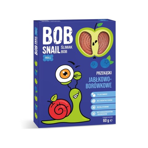 PRZEKĄSKA ROLL JABŁKO - BORÓWKA BEZ DODATKU CUKRU BEZGLUTENOWA 60 g - BOB SNAIL PRZEKĄSKA ROLL JABŁKO - BORÓWKA BEZ DODATKU CUKRU BEZGLUTENOWA 60 g - BOB SNAIL