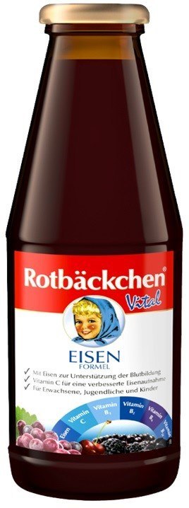 SOK WIELOOWOCOWY Z ŻELAZEM I WITAMINAMI C, B1, B2, B6, B12 450 ml - ROTBACKCHEN SOK WIELOOWOCOWY Z ŻELAZEM I WITAMINAMI C, B1, B2, B6, B12 450 ml - ROTBACKCHEN