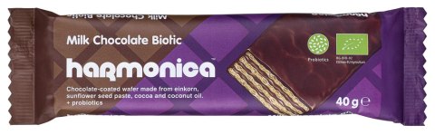 WAFELEK Z SAMOPSZY Z KREMEM MLECZNO - KAKAOWYM W POLEWIE Z MLECZNEJ CZEKOLADY Z PROBIOTYKAMI BIO 40 g - HARMONICA WAFELEK Z SAMOPSZY Z KREMEM MLECZNO - KAKAOWYM W POLEWIE Z MLECZNEJ CZEKOLADY Z PROBIOTYKAMI BIO 40 g - HARMONICA
