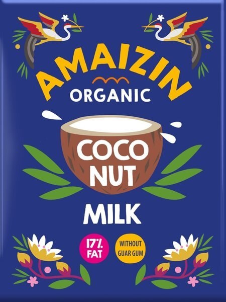 COCONUT MILK - NAPÓJ KOKOSOWY BEZ GUMY GUAR (17 % TŁUSZCZU) BIO 200 ml - AMAIZIN COCONUT MILK - NAPÓJ KOKOSOWY BEZ GUMY GUAR (17 % TŁUSZCZU) BIO 200 ml - AMAIZIN