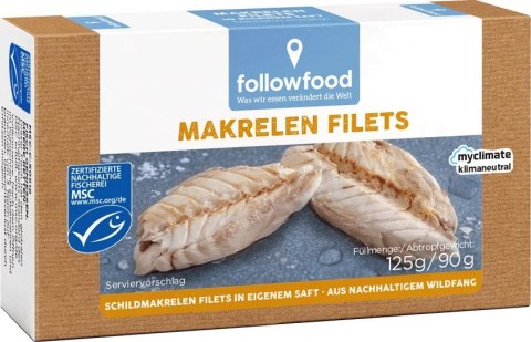 MAKRELA CHILIJSKA MSC FILETY W SOSIE WŁASNYM 125 g (90 g) - FOLLOWFOOD MAKRELA CHILIJSKA MSC FILETY W SOSIE WŁASNYM 125 g (90 g) - FOLLOWFOOD