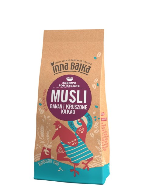 MUSLI Z BANANEM I KRUSZONYM KAKAO BEZ DODATKU CUKRU 250 g - INNA BAJKA MUSLI Z BANANEM I KRUSZONYM KAKAO BEZ DODATKU CUKRU 250 g - INNA BAJKA