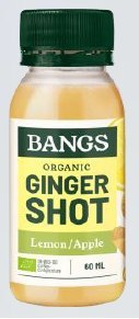 SHOT IMBIROWY Z JABŁKIEM I CYTRYNĄ BEZ DODATKU CUKRÓW BIO 60 ml - BANGS SHOT IMBIROWY Z JABŁKIEM I CYTRYNĄ BEZ DODATKU CUKRÓW BIO 60 ml - BANGS