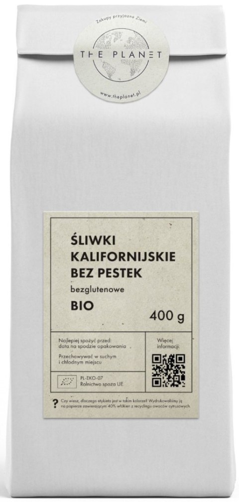 ŚLIWKI KALIFORNIJSKIE SUSZONE BEZGLUTENOWE BIO 400 g - THE PLANET ŚLIWKI KALIFORNIJSKIE SUSZONE BEZGLUTENOWE BIO 400 g - THE PLANET