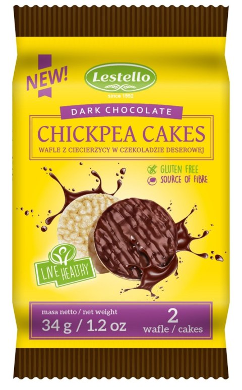 WAFLE Z CIECIERZYCY W CZEKOLADZIE DESEROWEJ BEZGLUTENOWE 34 g - LESTELLO WAFLE Z CIECIERZYCY W CZEKOLADZIE DESEROWEJ BEZGLUTENOWE 34 g - LESTELLO