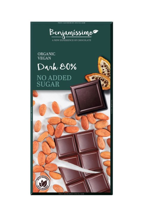 CZEKOLADA GORZKA 80 % BEZ DODATKU CUKRU BEZGLUTENOWA BIO 70 g - BENJAMISSIMO CZEKOLADA GORZKA 80 % BEZ DODATKU CUKRU BEZGLUTENOWA BIO 70 g - BENJAMISSIMO