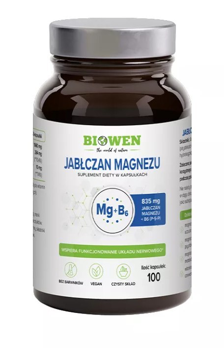 JABŁCZAN MAGNEZU + WITAMINA B6 100 KAPSUŁEK - HEMPKING (BIOWEN) JABŁCZAN MAGNEZU + WITAMINA B6 100 KAPSUŁEK - HEMPKING (BIOWEN)