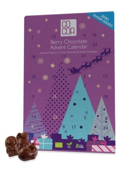 KALENDARZ ADWENTOWY Z CZEKOLADY JAGODOWEJ Z WITAMINĄ C Z ACEROLI BEZ DODATKU CUKRU BIO 180 g - COCOA (PRODUKT SEZONOWY)