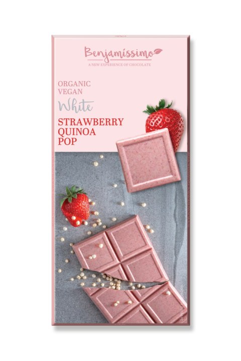 TABLICZKA KAKAOWA TRUSKAWKA - QUINOA BEZGLUTENOWA BIO 70 g - BENJAMISSIMO TABLICZKA KAKAOWA TRUSKAWKA - QUINOA BEZGLUTENOWA BIO 70 g - BENJAMISSIMO