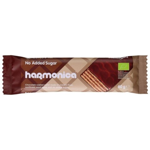 WAFELEK Z SAMOPSZY Z KREMEM MLECZNO - KAKAOWYM W POLEWIE Z MLECZNEJ CZEKOLADY BEZ DODATKU CUKRU BIO 40 g - HARMONICA WAFELEK Z SAMOPSZY Z KREMEM MLECZNO - KAKAOWYM W POLEWIE Z MLECZNEJ CZEKOLADY BEZ DODATKU CUKRU BIO 40 g - HARMONICA