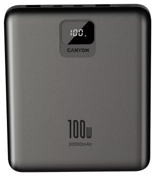 Canyon PB-2008 LED 20000 mAh PD100W QC3.0 ciemnoszary