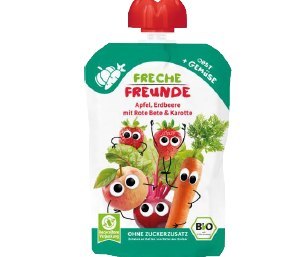 MUS JABŁKO - TRUSKAWKA - BURAK - MARCHEW BEZ DODATKU CUKRÓW BEZGLUTENOWY OD 8 MIESIĄCA BIO 100 g - FRECHE FREUNDE MUS JABŁKO - TRUSKAWKA - BURAK - MARCHEW BEZ DODATKU CUKRÓW BEZGLUTENOWY OD 8 MIESIĄCA BIO 100 g - FRECHE FREUNDE