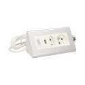 Przedłużacz biurkowy z wyłącznikiem i ładowarką, 1x2P+Z, 1x2P/II, 1xUSB, przewód 1,5m 3x1mm