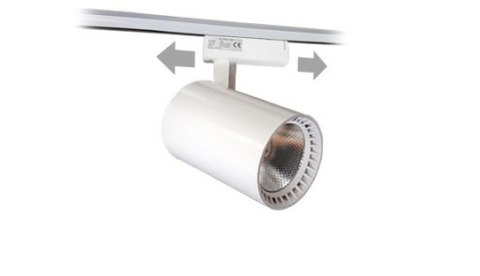 Lampa sklepowa led reflektor szynowy jednofazowy biały 30w 2250 lm światło ciepłe 3000k Lampa sklepowa led reflektor szynowy jednofazowy biały 30w 2250 lm światło ciepłe 3000k