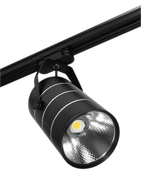 Lampa sklepowa led reflektor szynowy jednofazowy czarny 30w 2550 lm światło zimne 6000k Lampa sklepowa led reflektor szynowy jednofazowy czarny 30w 2550 lm światło zimne 6000k