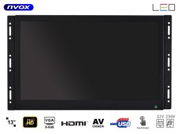 Monitor dotykowy ips open frame led 13cali full hd vga hdmi usb av 12v 230v
