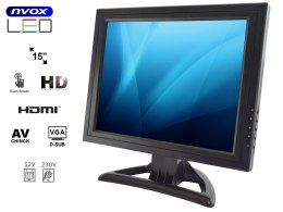 Monitor dotykowy lcd 15cali cali vga hdmi 12v 230v