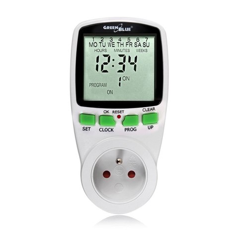 Włącznik czasowy - timer cyfrowy GreenBlue, 16 programów, max 240 programów, GB105 Włącznik czasowy - timer cyfrowy GreenBlue, 16 programów, max 240 programów, GB105