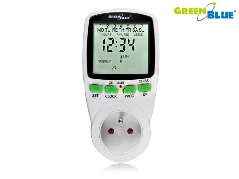 Włącznik czasowy - timer cyfrowy GreenBlue, 16 programów, max 240 programów, GB105 Włącznik czasowy - timer cyfrowy GreenBlue, 16 programów, max 240 programów, GB105