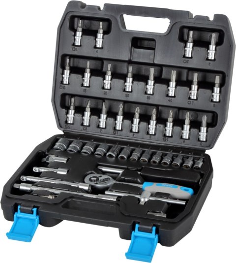Zestaw 46 szt nasadek i końcówek 1/4'', 4-14mm Zestaw 46 szt nasadek i końcówek 1/4'', 4-14mm