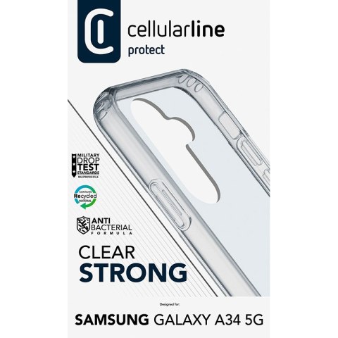 Cellularline Clear Strong - Etui Samsung Galaxy A34 5G z ochroną antybakteryjną (przezroczysty) Cellularline Clear Strong - Etui Samsung Galaxy A34 5G z ochroną antybakteryjną (przezroczysty)