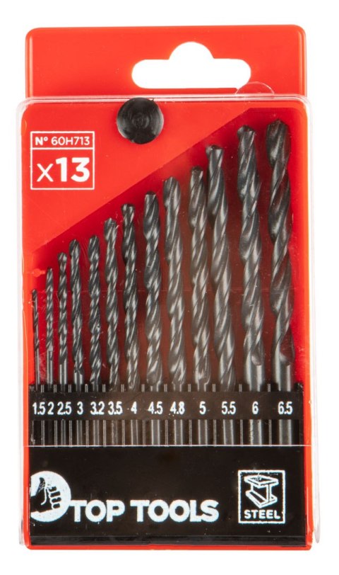 Wiertła do metalu HSS, 1.5-6.5 mm, zestaw 13 szt. Wiertła do metalu HSS, 1.5-6.5 mm, zestaw 13 szt.