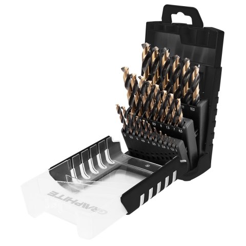 Wiertła do metalu HSS-CNC, 124°, "Pro-Tec", 1.0 - 13.0 mm, zestaw 25 szt. Wiertła do metalu HSS-CNC, 124°, "Pro-Tec", 1.0 - 13.0 mm, zestaw 25 szt.