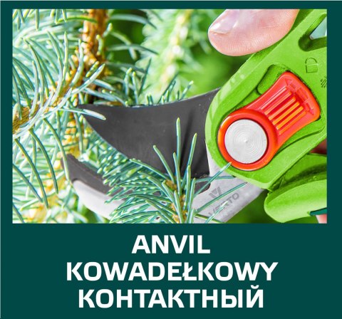 Sekator ogrodowy kowadełkowy, regulacja rozstawu, średnica cięcia 12 mm Sekator ogrodowy kowadełkowy, regulacja rozstawu, średnica cięcia 12 mm