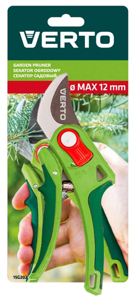 Sekator ogrodowy kowadełkowy, regulacja rozstawu, średnica cięcia 12 mm Sekator ogrodowy kowadełkowy, regulacja rozstawu, średnica cięcia 12 mm