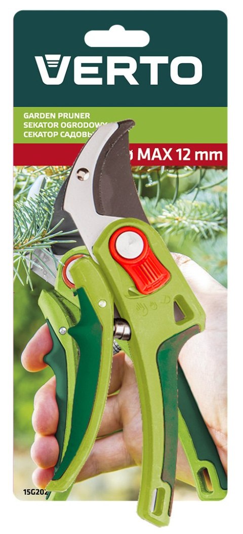 Sekator ogrodowy kowadełkowy, regulacja rozstawu, średnica cięcia 12 mm Sekator ogrodowy kowadełkowy, regulacja rozstawu, średnica cięcia 12 mm