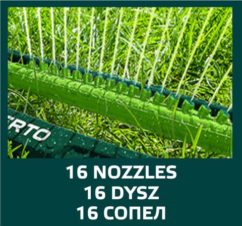 Zraszacz oscylacyjny, powierzchnia zraszania 12x18 m, 16 dyszy zraszających, igła do udrażniania dysz Zraszacz oscylacyjny, powierzchnia zraszania 12x18 m, 16 dyszy zraszających, igła do udrażniania dysz
