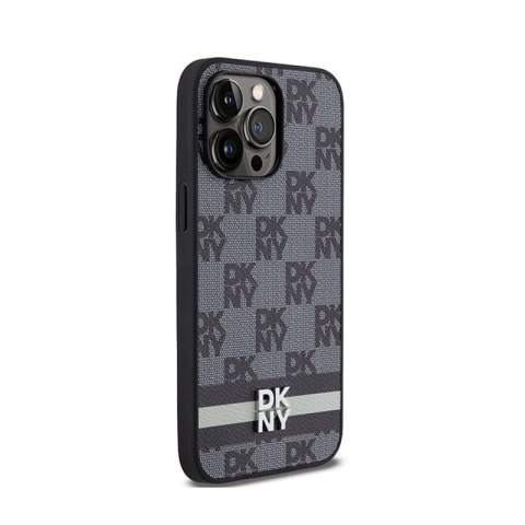 DKNY Leather Checkered Mono Pattern & Printed Stripes - Etui iPhone 14 Pro Max (czarny) DKNY Leather Checkered Mono Pattern & Printed Stripes - Etui iPhone 14 Pro Max (czarny)