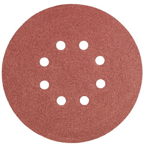 Krążki ścierne 150 mm, K100, 5 szt., z 8 otworami Krążki ścierne 150 mm, K100, 5 szt., z 8 otworami