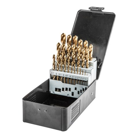 Wiertła do metalu HSS-TiN 1.0-13.0 mm, zestaw 25 szt. Wiertła do metalu HSS-TiN 1.0-13.0 mm, zestaw 25 szt.