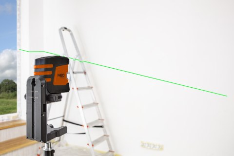 Laser krzyżowy 20 m, zielony, linia pozioma, pionowa i krzyżowa, uchwyt magnetyczny, etui Laser krzyżowy 20 m, zielony, linia pozioma, pionowa i krzyżowa, uchwyt magnetyczny, etui