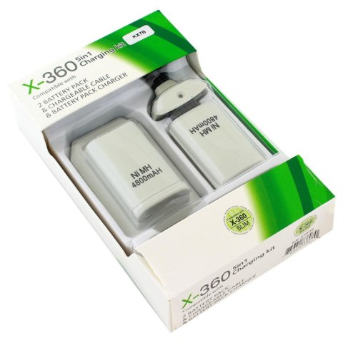 KX7B 2x bateria xbox 360 kabel usb white KX7B 2x bateria xbox 360 kabel usb white
