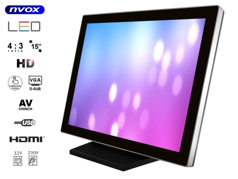 Monitor dotykowy led 15cali vga hdmi 12v 230v Monitor dotykowy led 15cali vga hdmi 12v 230v