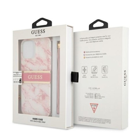 Guess Marble Strap - Etui iPhone 13 Pro Max (różowy) Guess Marble Strap - Etui iPhone 13 Pro Max (różowy)