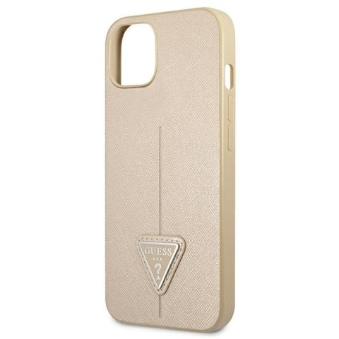 Guess Saffiano Triangle Logo Case - Etui iPhone 13 (beżowy) Guess Saffiano Triangle Logo Case - Etui iPhone 13 (beżowy)
