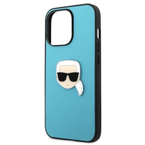 Karl Lagerfeld PU Leather Karl's Head Metal - Etui iPhone 13 Pro Max (niebieski) Karl Lagerfeld PU Leather Karl's Head Metal - Etui iPhone 13 Pro Max (niebieski)