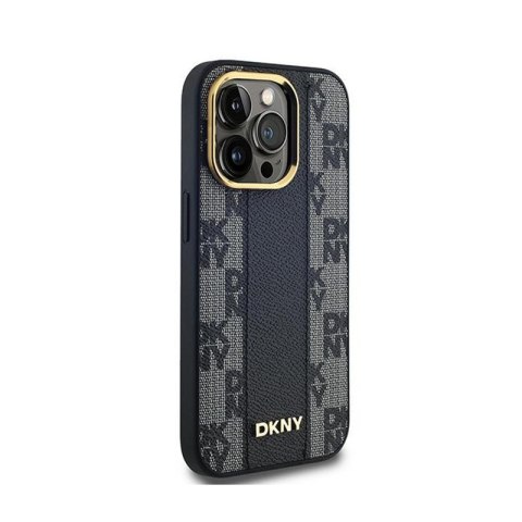 DKNY Leather Checkered Mono Pattern MagSafe - Etui iPhone 13 Pro (czarny) DKNY Leather Checkered Mono Pattern MagSafe - Etui iPhone 13 Pro (czarny)