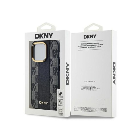 DKNY Leather Checkered Mono Pattern MagSafe - Etui iPhone 13 Pro (czarny) DKNY Leather Checkered Mono Pattern MagSafe - Etui iPhone 13 Pro (czarny)